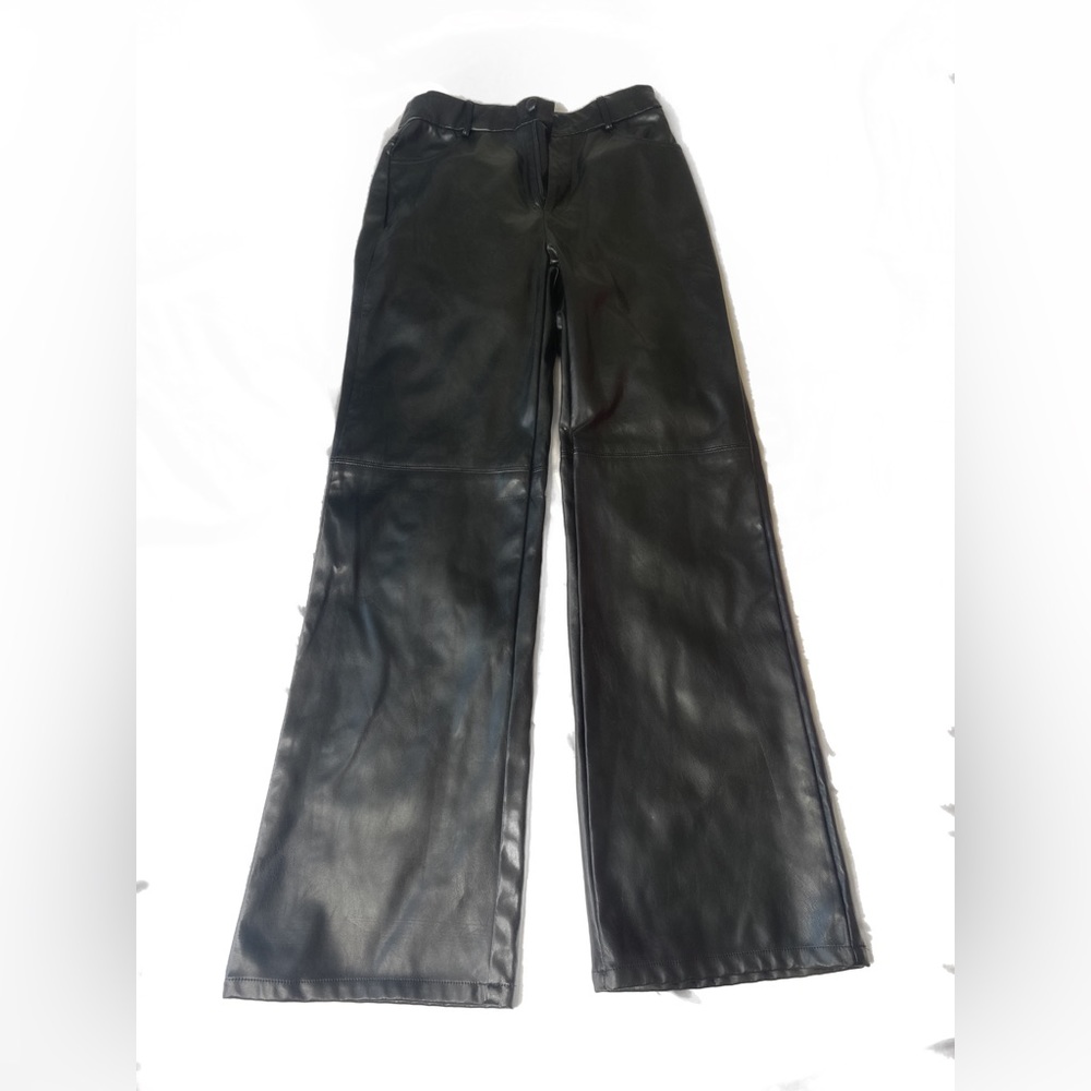 Leather pants with wide bottoms